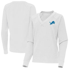 Detroit Lions Antigua Women's Varsity Tri-Blend V-Neck Long Sleeve T-Shirt Heather Gray
