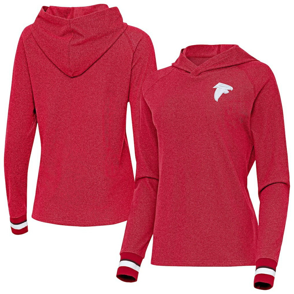 Atlanta Falcons Antigua Women's Trek Raglan Pullover Hoodie Red