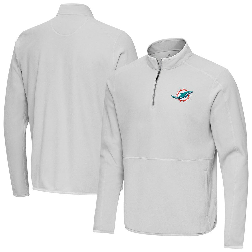 Miami Dolphins Antigua Step Up Quarter-Zip Pullover Gray