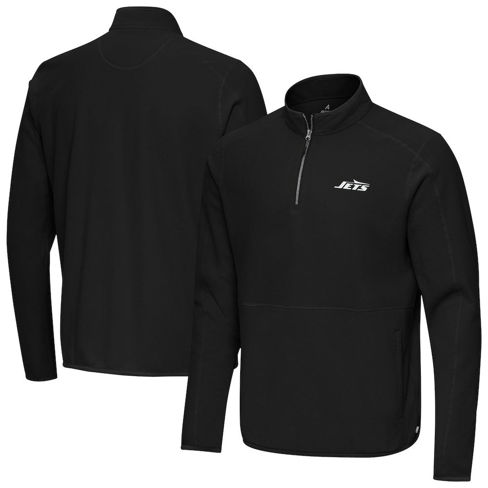 New York Jets Antigua Step Up Quarter-Zip Pullover Black
