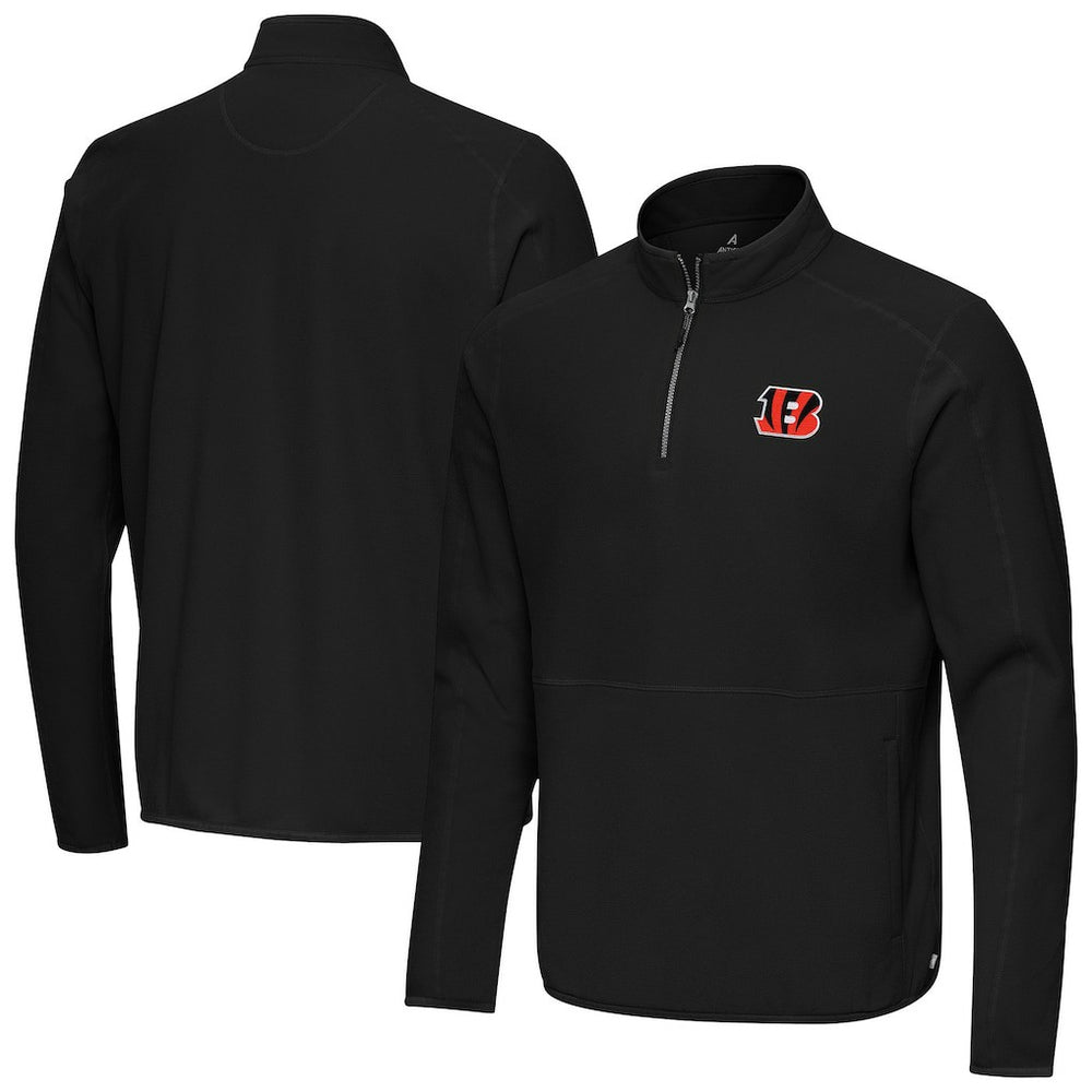 Cincinnati Bengals Antigua Step Up Quarter-Zip Pullover Black