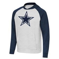 Dallas Cowboys Antigua Urgent Raglan Pullover Hoodie Heather Gray/Heather Navy