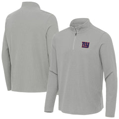New York Giants Antigua Sync Tri-Blend Quarter-Zip Pullover Heather Gray
