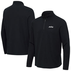 New York Jets Antigua Sync Tri-Blend Quarter-Zip Pullover Heather Black