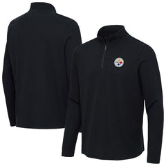 Pittsburgh Steelers Antigua Sync Tri-Blend Quarter-Zip Pullover Heather Black