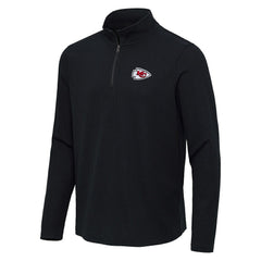 Kansas City Chiefs Antigua Sync Tri-Blend Quarter-Zip Pullover Heather Black