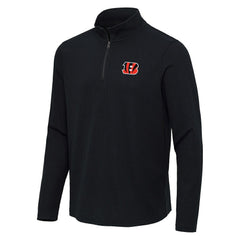 Cincinnati Bengals Antigua Sync Tri-Blend Quarter-Zip Pullover Heather Black