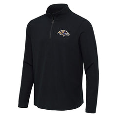 Baltimore Ravens Antigua Sync Tri-Blend Quarter-Zip Pullover Heather Black
