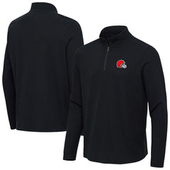 Cleveland Browns Antigua Sync Tri-Blend Quarter-Zip Pullover Heather Black