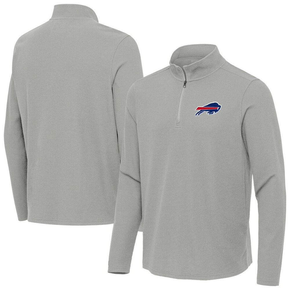 Buffalo Bills Antigua Sync Tri-Blend Quarter-Zip Pullover Heather Gray
