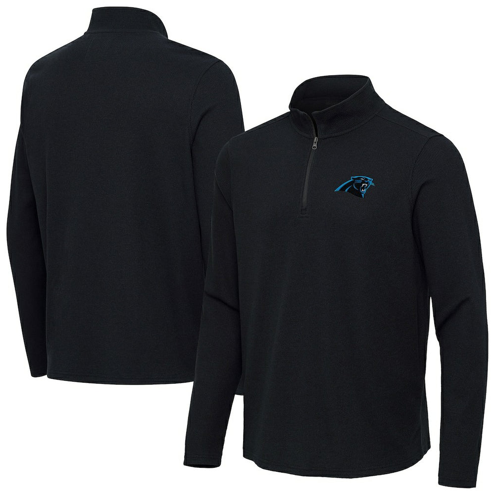 Carolina Panthers Antigua Sync Tri-Blend Quarter-Zip Pullover Heather Black