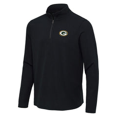 Green Bay Packers Antigua Sync Tri-Blend Quarter-Zip Pullover Heather Black