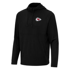 Kansas City Chiefs Antigua Connected Quarter-Zip Pullover Hoodie Black