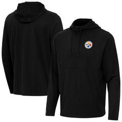 Pittsburgh Steelers Antigua Connected Quarter-Zip Pullover Hoodie Black
