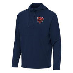 Chicago Bears Antigua Connected Quarter-Zip Pullover Hoodie Navy