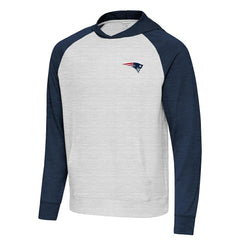 New England Patriots Antigua Urgent Pullover Hoodie Heather Navy/Gray