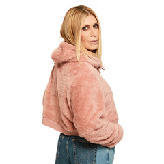 Philadelphia Eagles Jill Martin Women's Tonal Sherpa Cropped Hoodie Pink