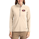 San Francisco 49ers Cutter & Buck Women's Adapt Eco Knit Stretch Recycled Raglan Half-Zip Pullover Tan