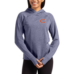 Chicago Bears Cutter & Buck Women's Primary Logo Adapt Knit Recycled Raglan Pullover Hoodie Heather Navy