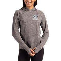 Green Bay Packers Cutter & Buck Women's Tonal Logo Adapt Knit Recycled Raglan Pullover Hoodie Heather Charcoal