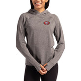 San Francisco 49ers Cutter & Buck Women's Primary Logo Adapt Knit Recycled Raglan Pullover Hoodie Heather Charcoal