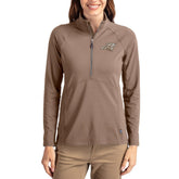 Carolina Panthers Cutter & Buck Women's Tonal Adapt Eco Knit Stretch Recycled Raglan Half-Zip Pullover Brown