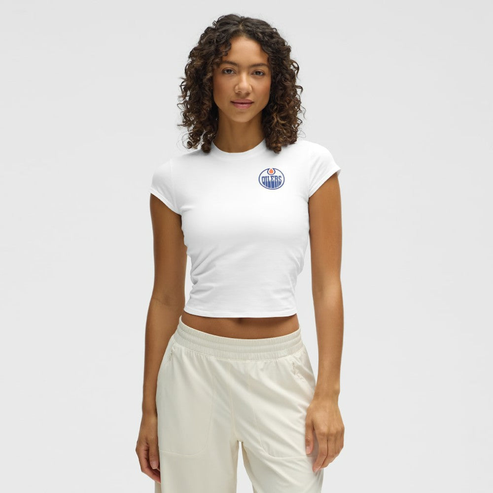 Edmonton Oilers lululemon Women's Baby T-Shirt - White - NHL 203170023