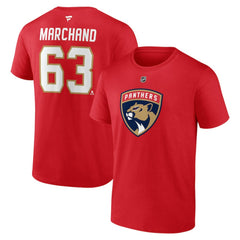 Brad Marchand Florida Panthers Fanatics Authentic Stack Name & Number T-Shirt - Red - NHL 203171121