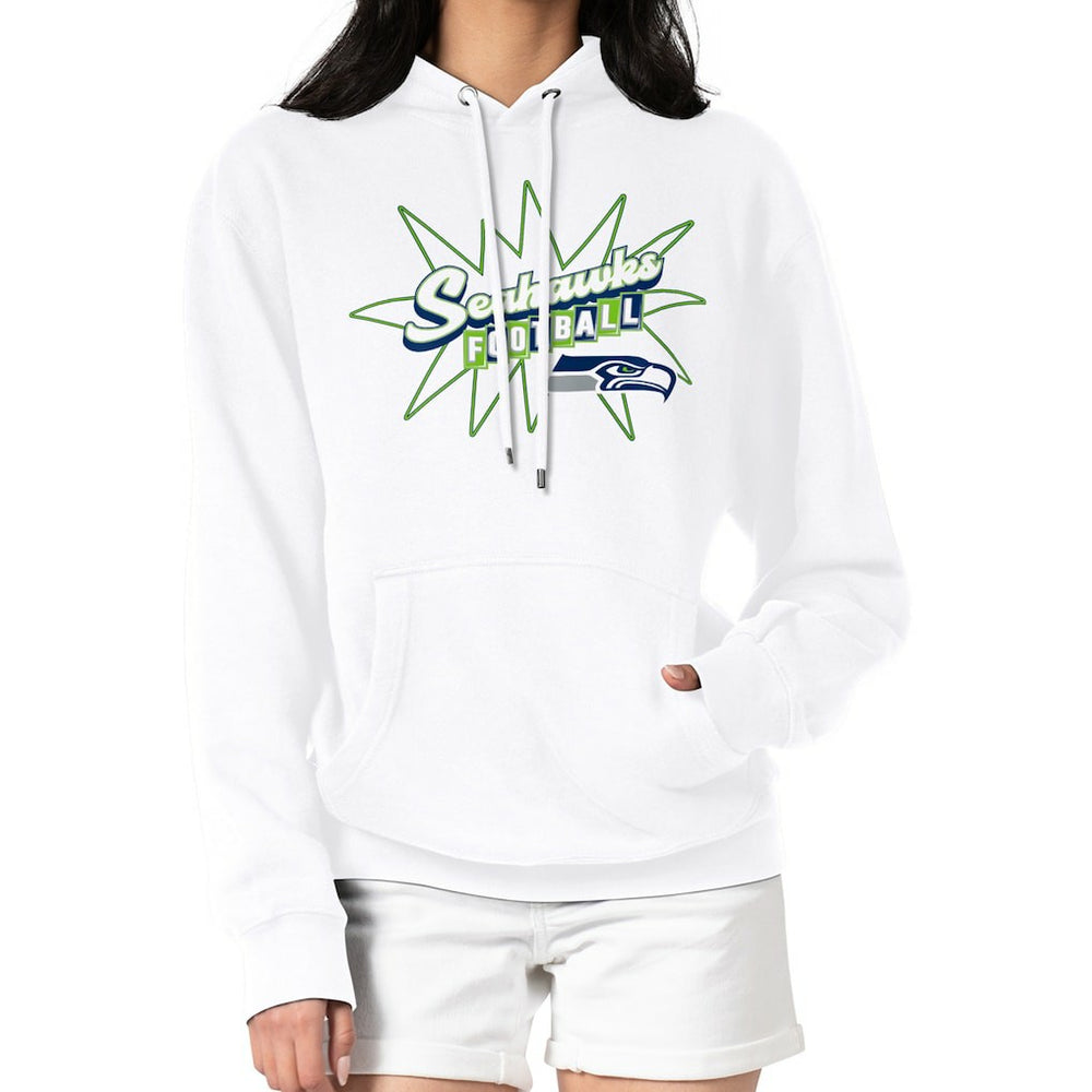 Seattle Seahawks Starter Women's Drive-In Sign Pullover Hoodie White