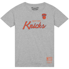 New York Knicks Big & Tall Hardwood Classics Vintage Wordmark T-Shirt Heather Gray | Mitchell & Ness Lifestyle