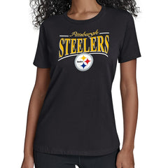 Pittsburgh Steelers Starter Women's Arch Stripe T-Shirt Black