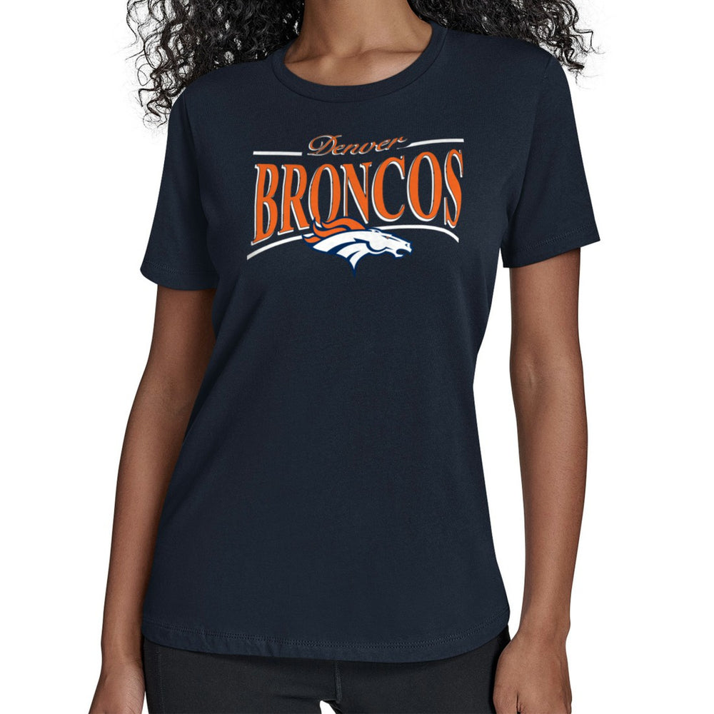 Denver Broncos Starter Women's Arch Stripe T-Shirt Navy