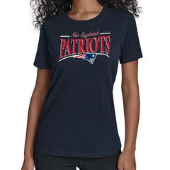 New England Patriots Starter Women's Arch Stripe T-Shirt Navy