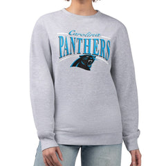 Carolina Panthers Starter Women's Arch Stripe Fleece Pullover Sweatshirt Gray