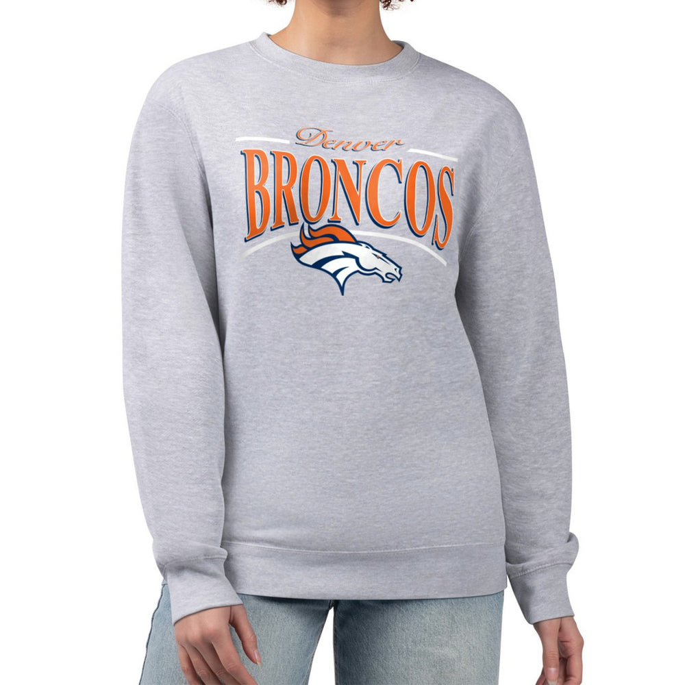 Denver Broncos Starter Women's Arch Stripe Fleece Pullover Sweatshirt Gray