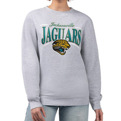 Jacksonville Jaguars Starter Women's Throwback Arch Stripe Fleece Pullover Sweatshirt Gray