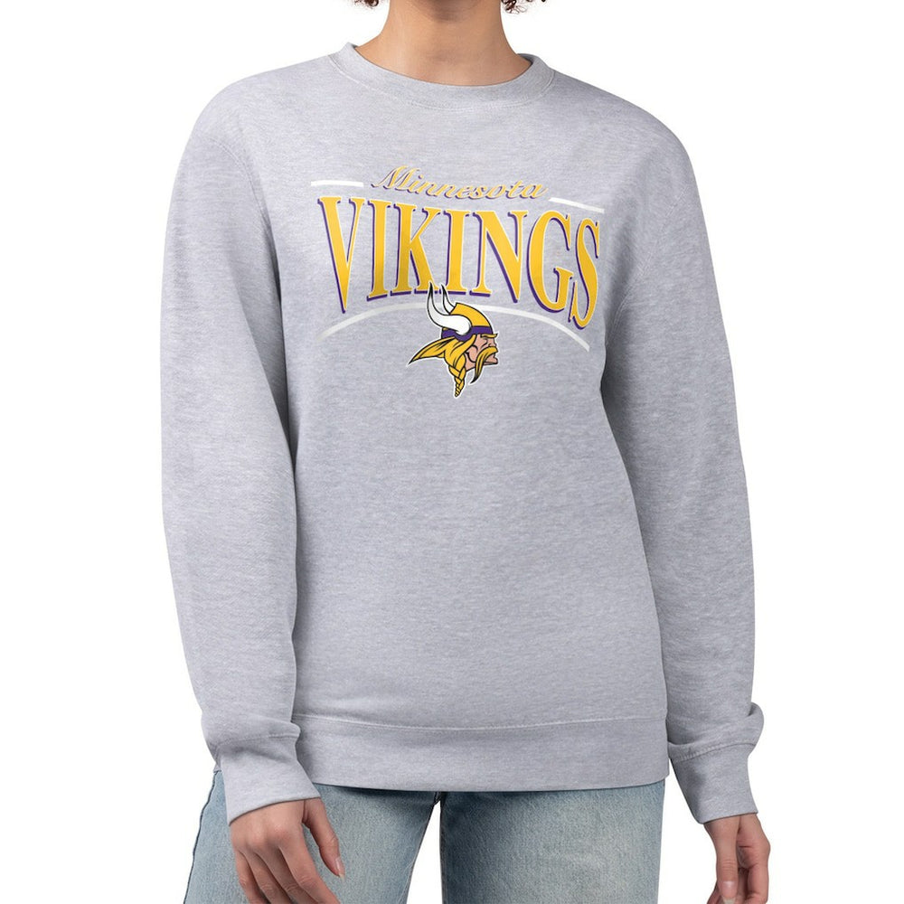 Minnesota Vikings Starter Women's Arch Stripe Fleece Pullover Sweatshirt Gray