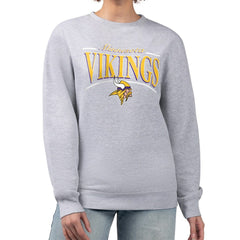 Minnesota Vikings Starter Women's Arch Stripe Fleece Pullover Sweatshirt Gray