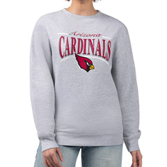 Arizona Cardinals Starter Women's Arch Stripe Fleece Pullover Sweatshirt Gray
