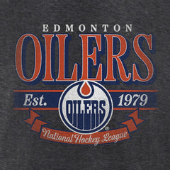 Edmonton Oilers Women's Retro Banner V-Neck T-Shirt - Charcoal - NHL 203175582