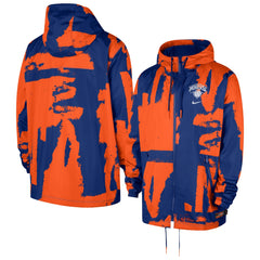 New York Knicks Courtside Club Premium Woven Full-Zip Hooded Jacket Blue/Orange | Nike discount