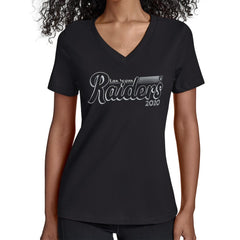 Las Vegas Raiders Starter Women's Groovy Script V-Neck T-Shirt Black
