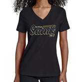 New Orleans Saints Starter Women's Groovy Script V-Neck T-Shirt Black
