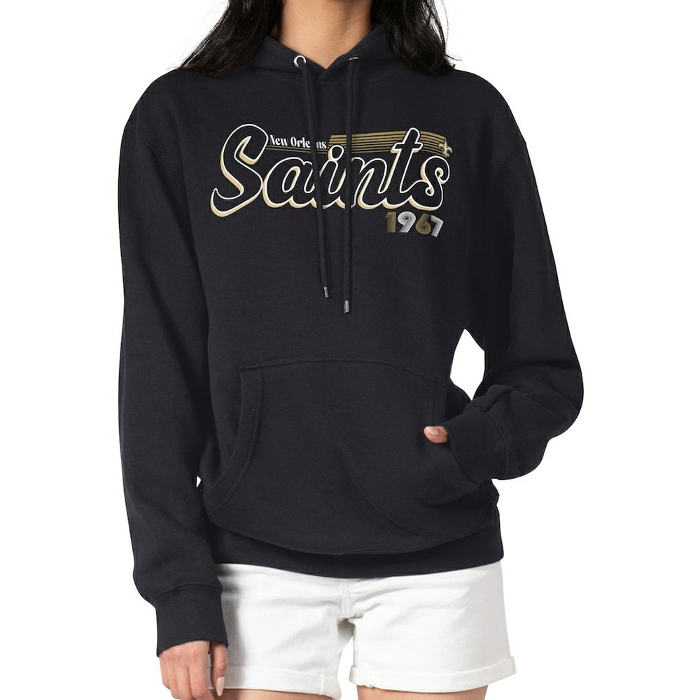 New Orleans Saints Starter Women's Groovy Script Pullover Hoodie Black