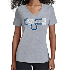Indianapolis Colts Starter Women's Color Shading V-Neck T-Shirt Gray