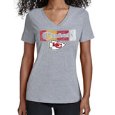 Kansas City Chiefs Starter Women's Color Shading V-Neck T-Shirt Gray