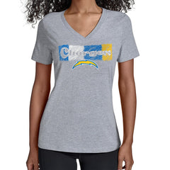 Los Angeles Chargers Starter Women's Color Shading V-Neck T-Shirt Gray