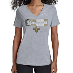 New Orleans Saints Starter Women's Color Shading V-Neck T-Shirt Gray