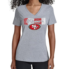 San Francisco 49ers Starter Women's Color Shading V-Neck T-Shirt Gray