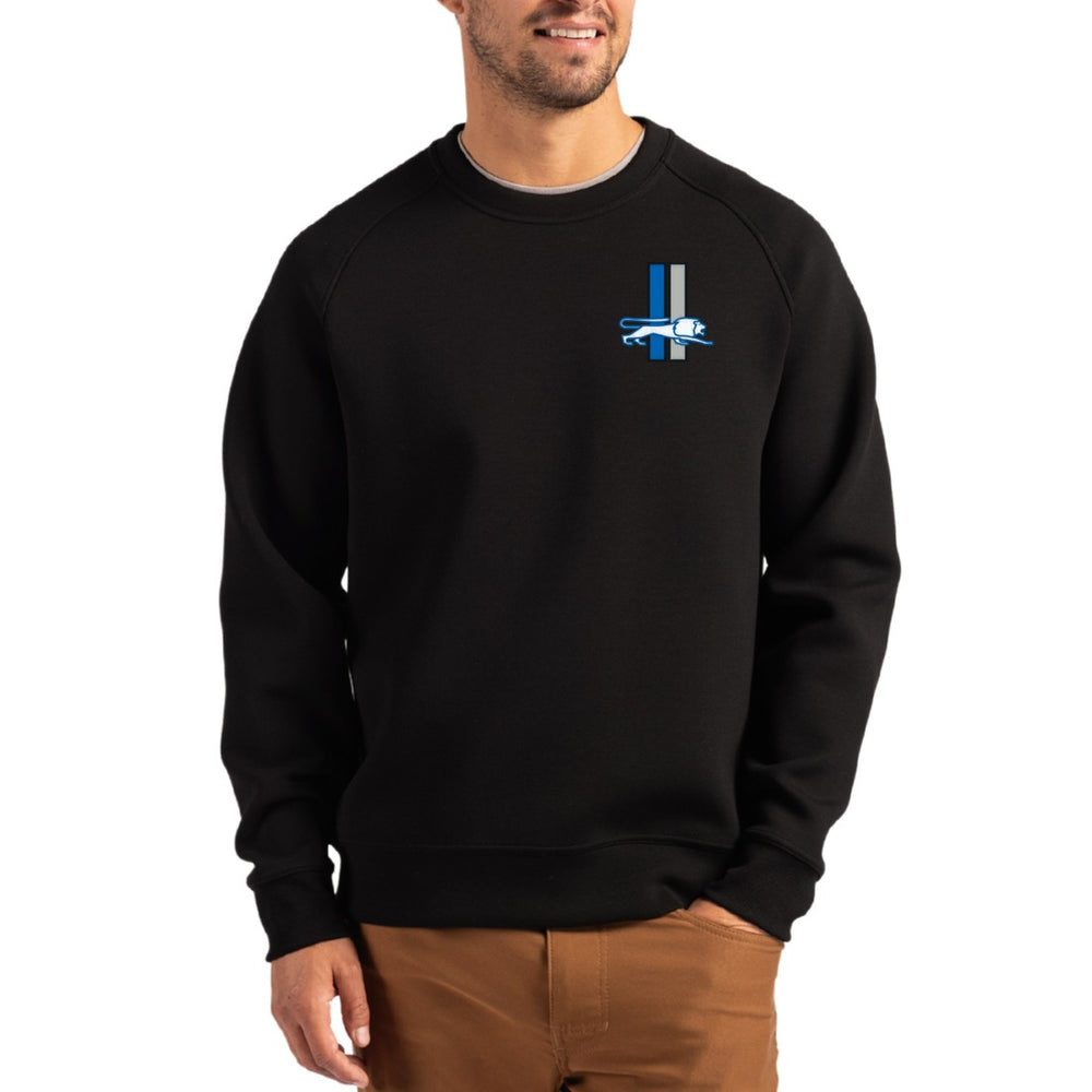 Detroit Lions Cutter & Buck Throwback Roam Recycled Raglan Pullover Sweatshirt Black